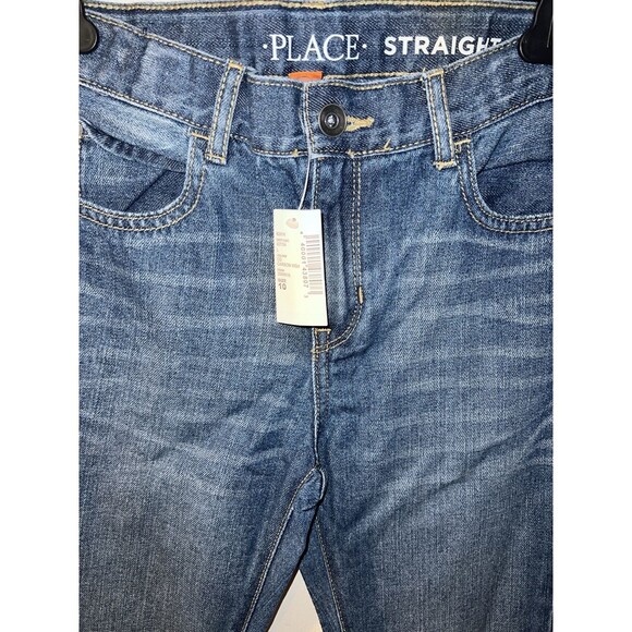 Childrens Place Straight Fit Jeans Boys Size 10 Carbon Wash Adjustable Waist New - Picture 2 of 8